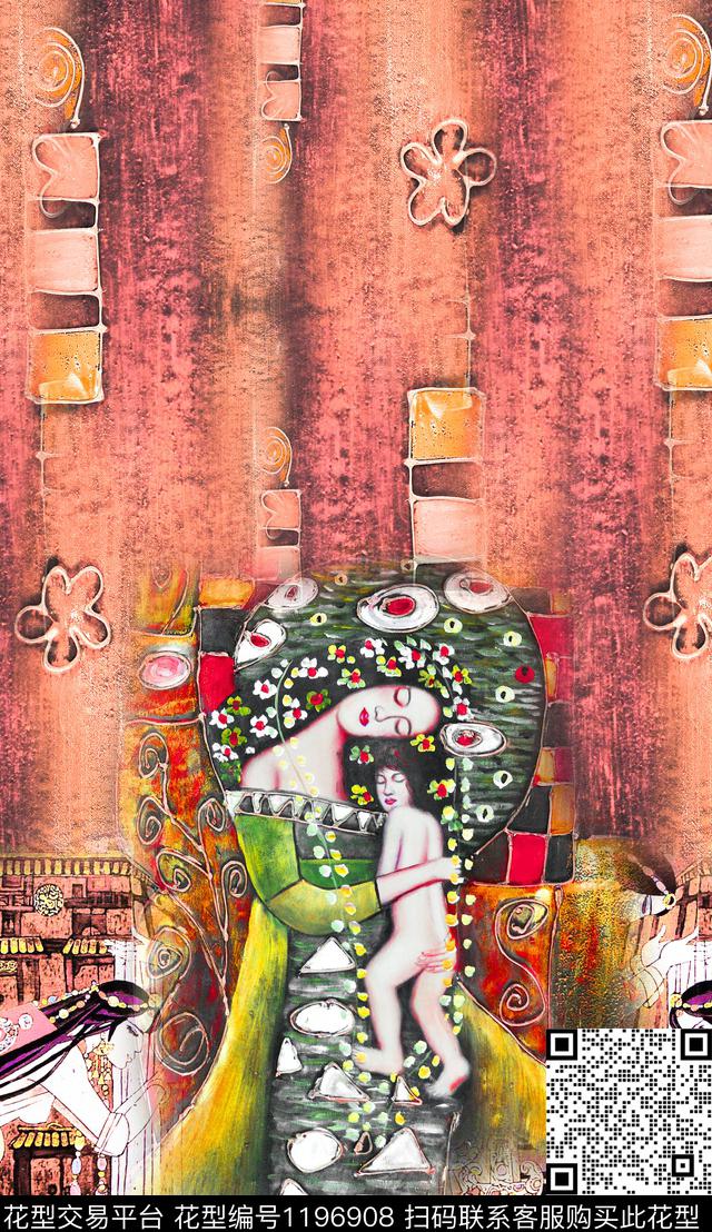 抽象肌理定位花数码印花华亿平台下载（图片编号: 1196908） - 瓦栏（Walan）