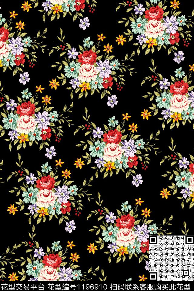 水彩手绘花卉传统印花华亿平台下载（图片编号: 1196910） - 瓦栏（Walan）