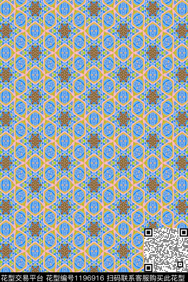 男装几何波西米亚数码印花华亿平台下载（图片编号: 1196916） - 瓦栏（Walan）