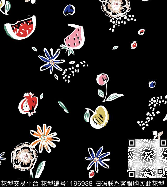 休闲少女水果传统印花华亿平台下载（图片编号: 1196938） - 瓦栏（Walan）