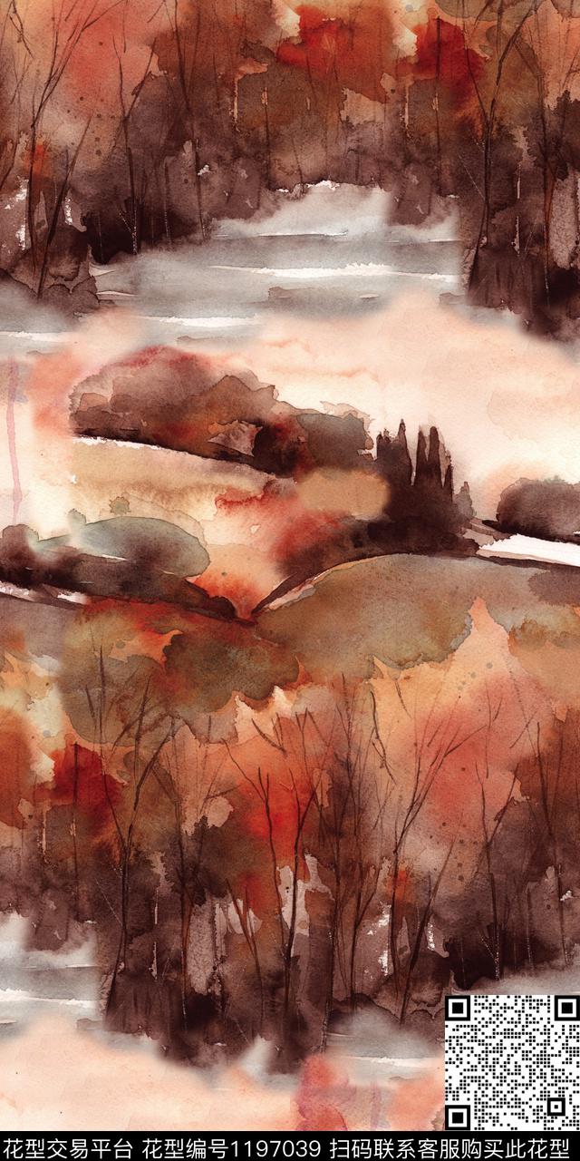 春夏华亿平台数码华亿平台风景景观数码印花华亿平台下载（图片编号: 1197039） - 瓦栏（Walan）