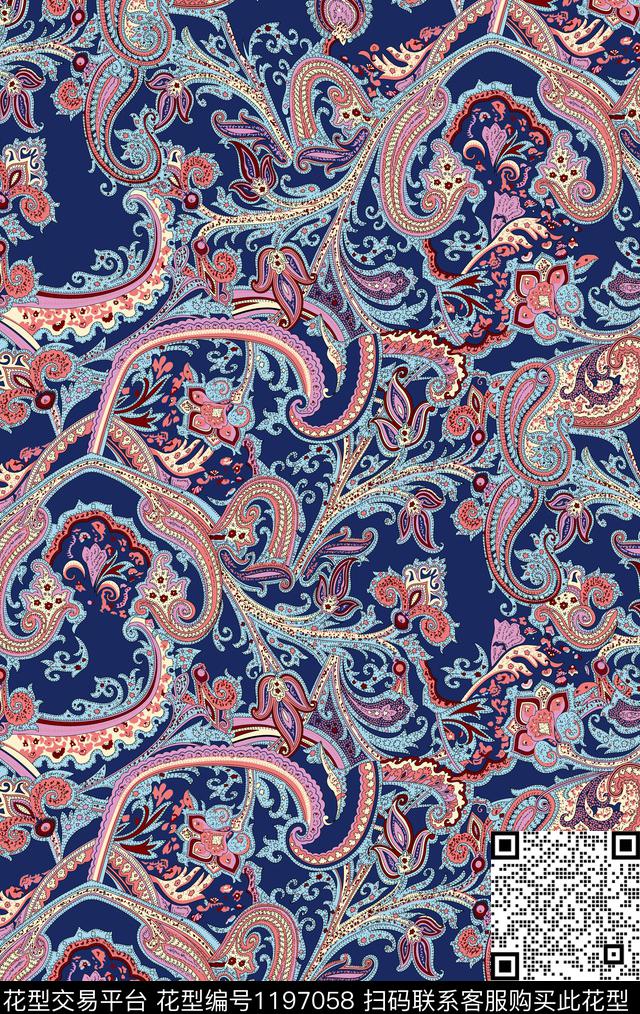 佩斯利传统印花华亿平台下载（图片编号: 1197058） - 瓦栏（Walan）
