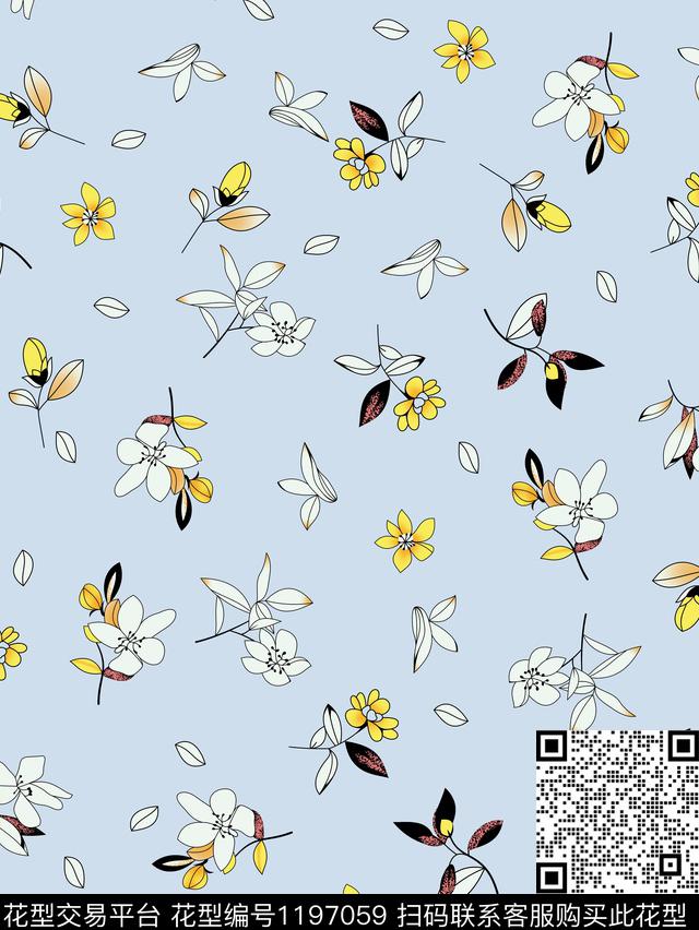 花卉小碎花传统印花华亿平台下载（图片编号: 1197059） - 瓦栏（Walan）