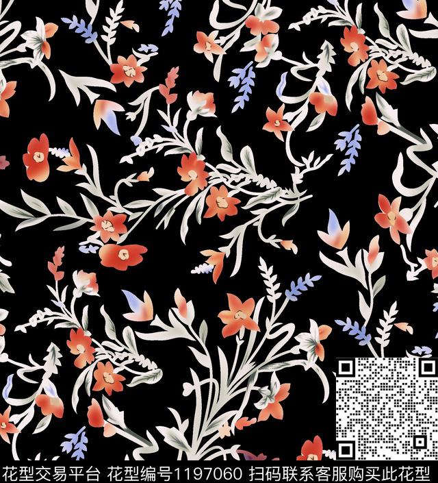 花卉小碎花传统印花华亿平台下载（图片编号: 1197060） - 瓦栏（Walan）