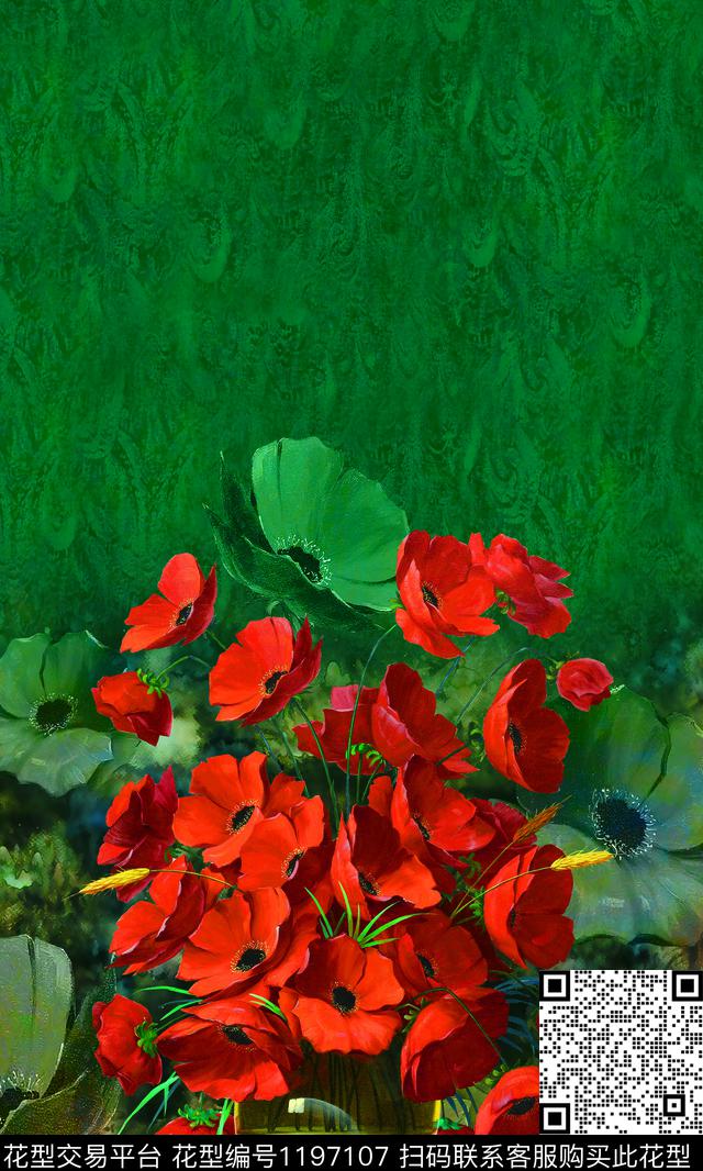 春夏华亿平台数码华亿平台罂粟花数码印花华亿平台下载（图片编号: 1197107） - 瓦栏（Walan）