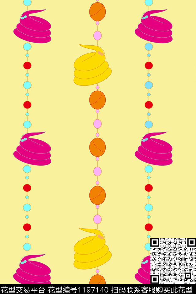 链条几何手绘数码印花华亿平台下载（图片编号: 1197140） - 瓦栏（Walan）