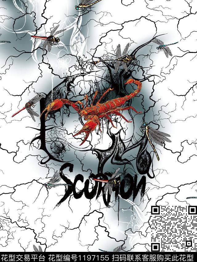 字母大牌风昆虫传统印花华亿平台下载（图片编号: 1197155） - 瓦栏（Walan）