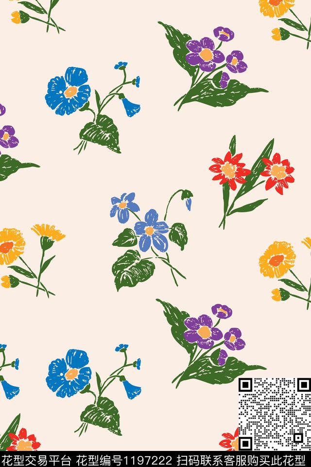 花卉小碎花小清新数码印花华亿平台下载（图片编号: 1197222） - 瓦栏（Walan）