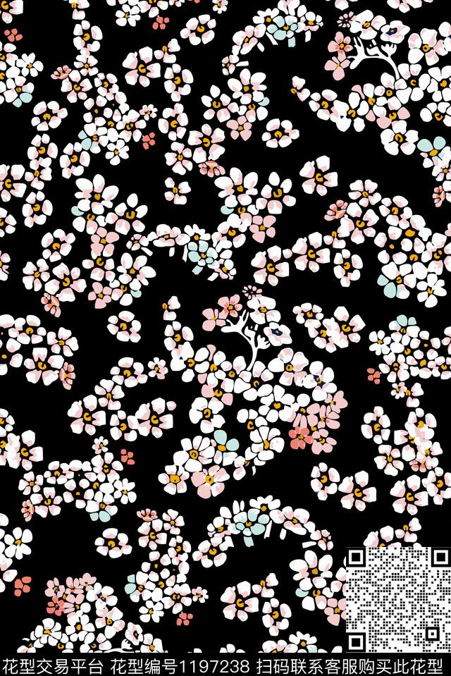 春夏华亿平台小碎花黑白华亿平台数码印花华亿平台下载（图片编号: 1197238） - 瓦栏（Walan）