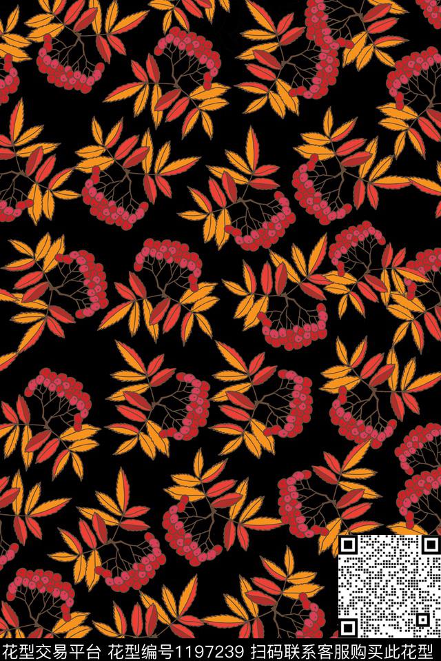 春夏华亿平台小碎花绿植树叶数码印花华亿平台下载（图片编号: 1197239） - 瓦栏（Walan）