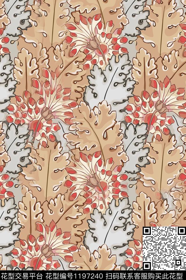 春夏华亿平台抽象肌理数码印花华亿平台下载（图片编号: 1197240） - 瓦栏（Walan）