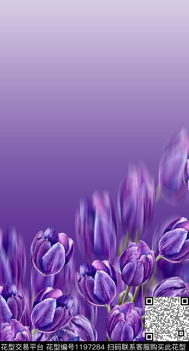 抽象花卉手绘水彩画复古大牌风印花数码印花华亿平台下载（图片编号: 1197284） - 瓦栏（Walan）