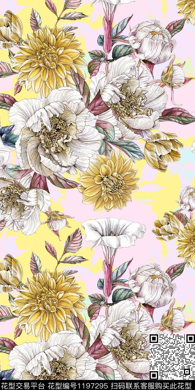 大牌风花卉数码华亿平台数码印花华亿平台下载（图片编号: 1197295） - 瓦栏（Walan）