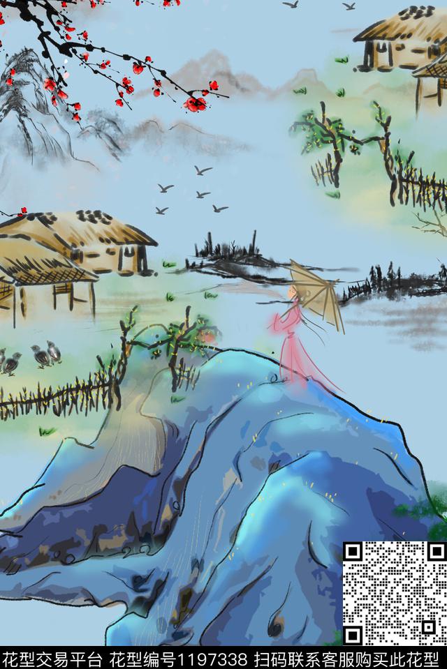数码华亿平台中国风艺术数码印花华亿平台下载（图片编号: 1197338） - 瓦栏（Walan）