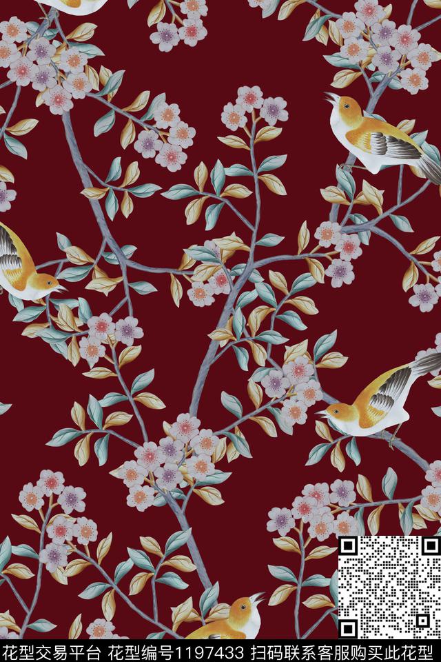 大牌风旗袍鸟数码印花华亿平台下载（图片编号: 1197433） - 瓦栏（Walan）