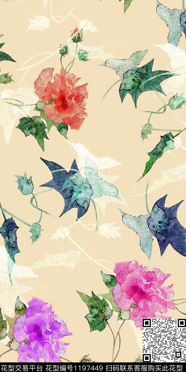 女装花卉简约数码印花华亿平台下载（图片编号: 1197449） - 瓦栏（Walan）