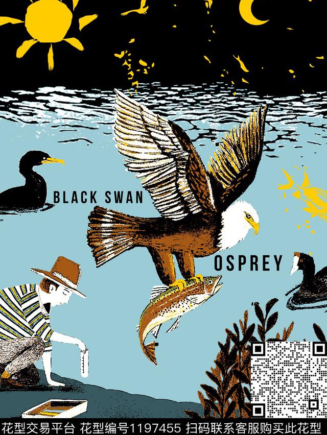 字母大牌风老鹰传统印花华亿平台下载（图片编号: 1197455） - 瓦栏（Walan）