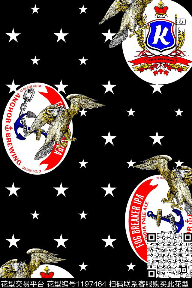 字母船锚大牌风传统印花华亿平台下载（图片编号: 1197464） - 瓦栏（Walan）