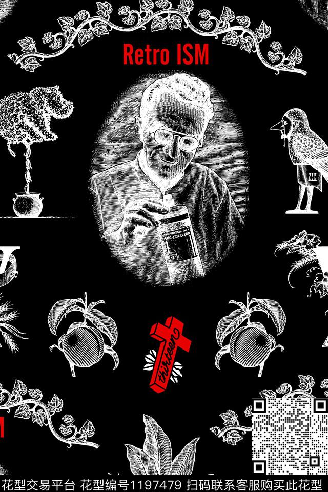 鸟/昆虫人物大牌风传统印花华亿平台下载（图片编号: 1197479） - 瓦栏（Walan）