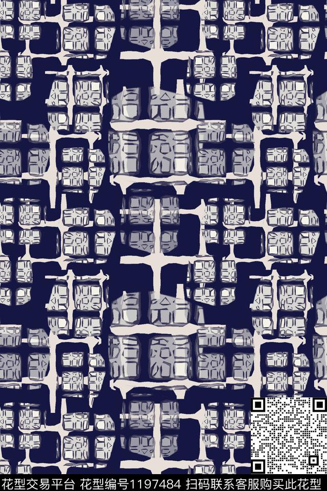 男装休闲花卉格子混搭抽象数码印花华亿平台下载（图片编号: 1197484） - 瓦栏（Walan）