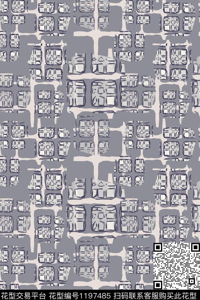 男装休闲花卉格子混搭抽象数码印花华亿平台下载（图片编号: 1197485） - 瓦栏（Walan）