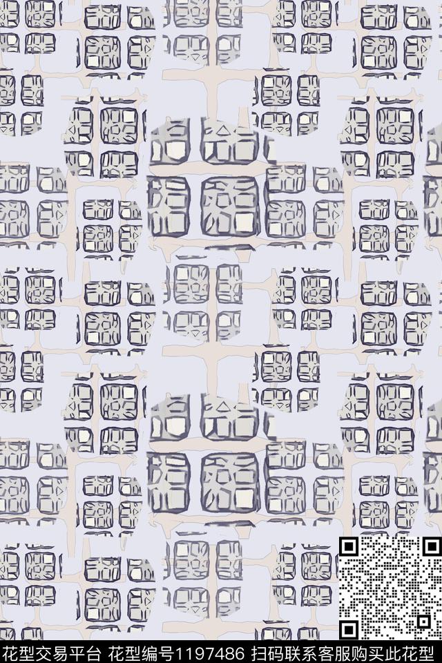男装休闲花卉格子混搭抽象数码印花华亿平台下载（图片编号: 1197486） - 瓦栏（Walan）