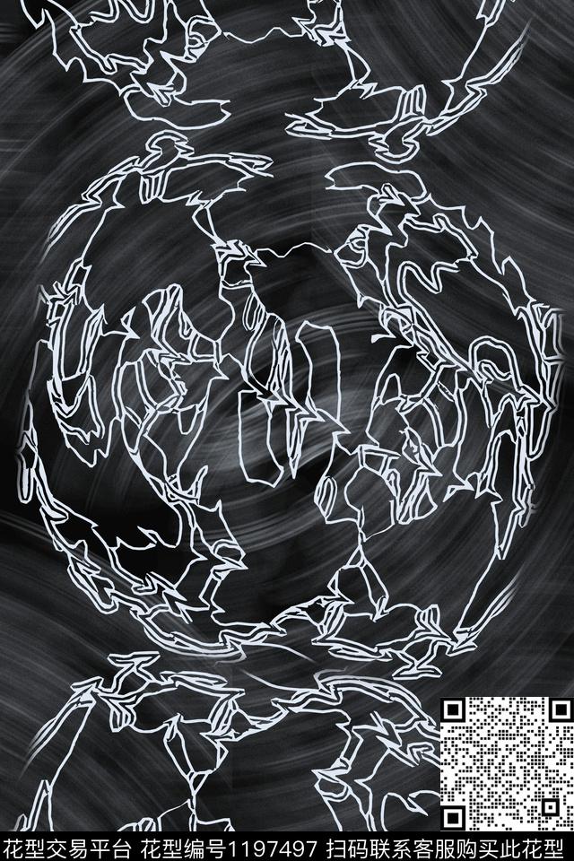 男装休闲花卉抽象手绘线条笔触数码印花华亿平台下载（图片编号: 1197497） - 瓦栏（Walan）