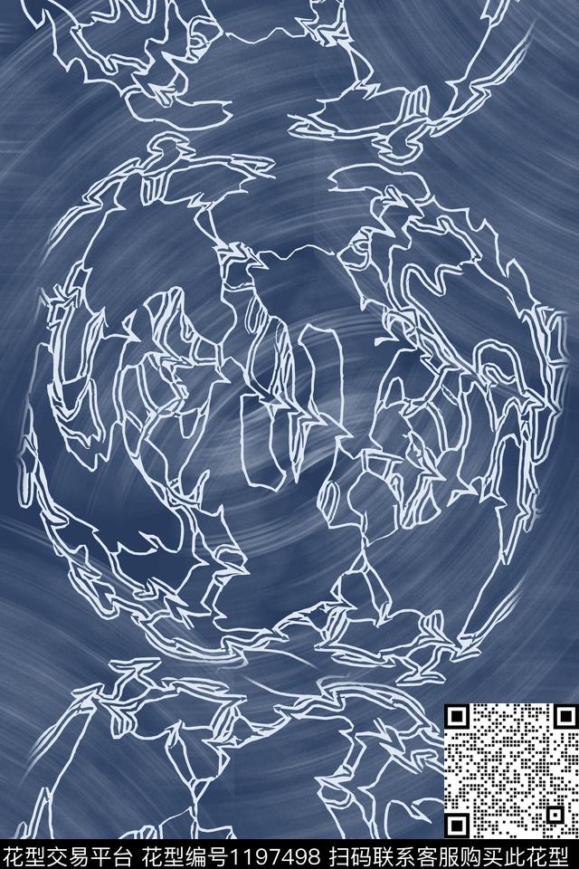 男装休闲花卉抽象手绘线条笔触数码印花华亿平台下载（图片编号: 1197498） - 瓦栏（Walan）