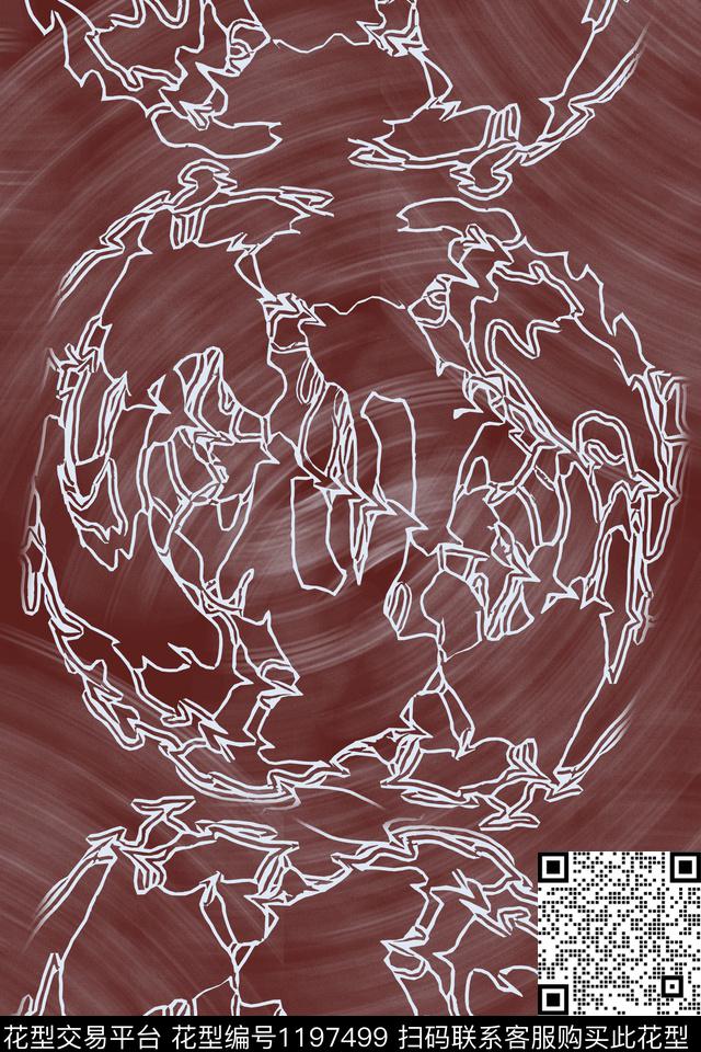 男装休闲花卉抽象手绘线条笔触数码印花华亿平台下载（图片编号: 1197499） - 瓦栏（Walan）