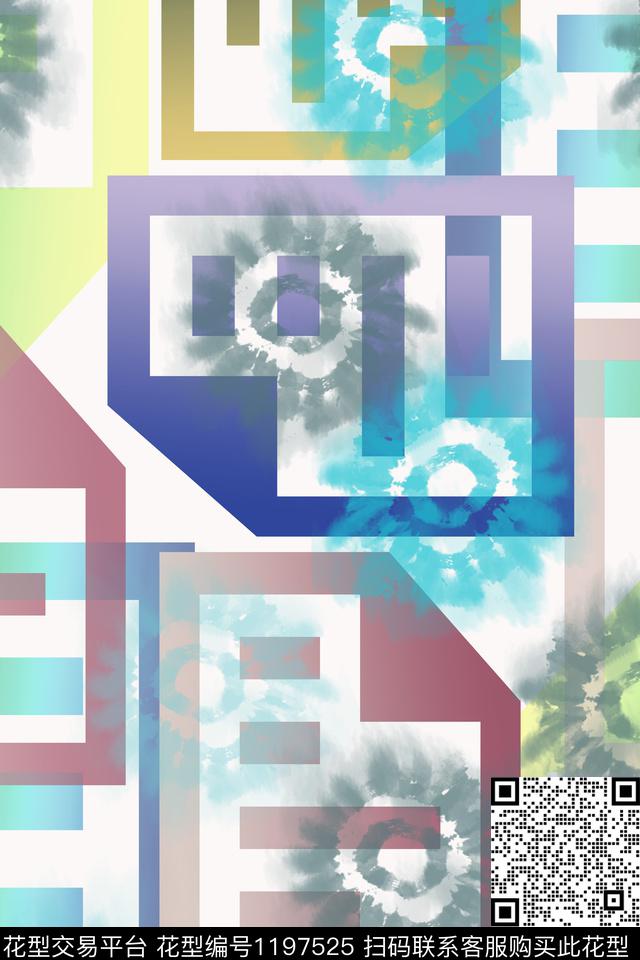 男装休闲花卉几何渐变色彩数码印花华亿平台下载（图片编号: 1197525） - 瓦栏（Walan）