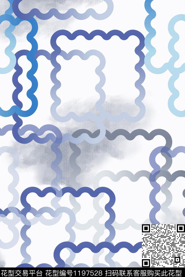 几何精致几何格子混搭数码印花华亿平台下载（图片编号: 1197528） - 瓦栏（Walan）