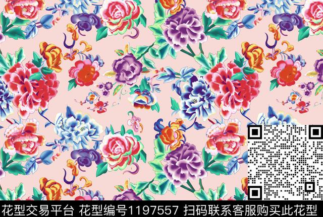 古典花纹清爽底花卉仿古数码印花华亿平台下载（图片编号: 1197557） - 瓦栏（Walan）