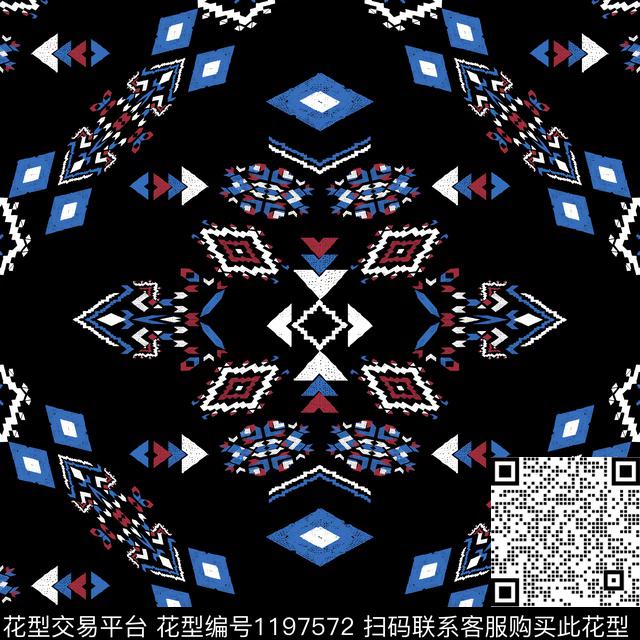 几何抽象格子传统印花华亿平台下载（图片编号: 1197572） - 瓦栏（Walan）