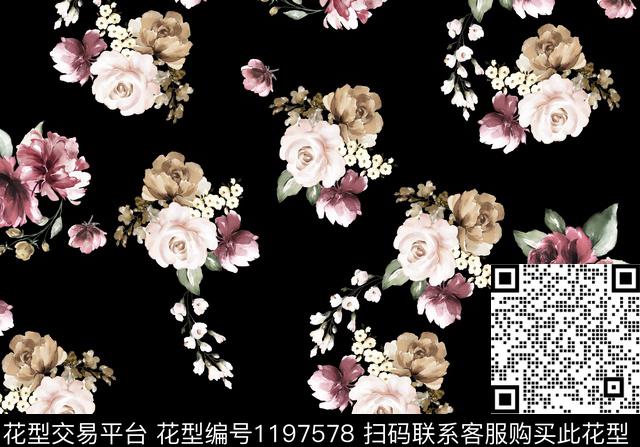 水彩花卉花卉小碎花传统印花华亿平台下载（图片编号: 1197578） - 瓦栏（Walan）