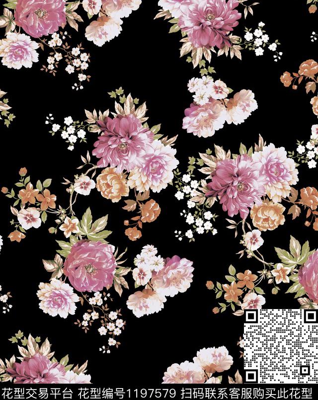 水彩花卉花卉小碎花传统印花华亿平台下载（图片编号: 1197579） - 瓦栏（Walan）