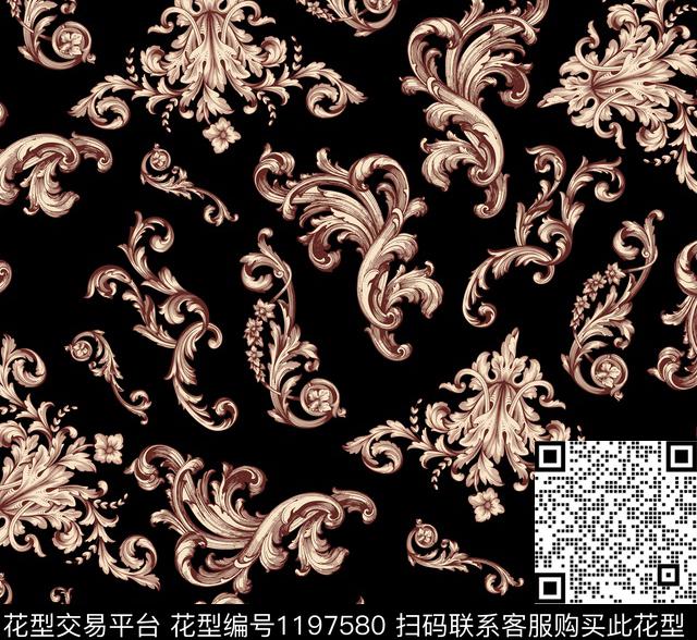 古典花纹大牌风宫廷风传统印花华亿平台下载（图片编号: 1197580） - 瓦栏（Walan）