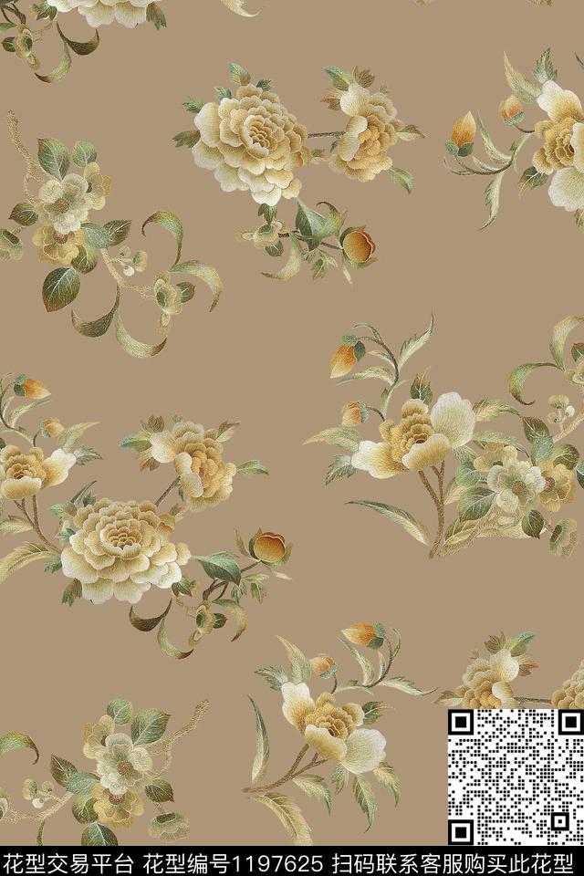 大牌风旗袍复古数码印花华亿平台下载（图片编号: 1197625） - 瓦栏（Walan）