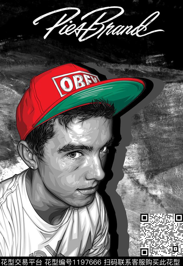 插画定位男装印花人物插画数码印花华亿平台下载（图片编号: 1197666） - 瓦栏（Walan）