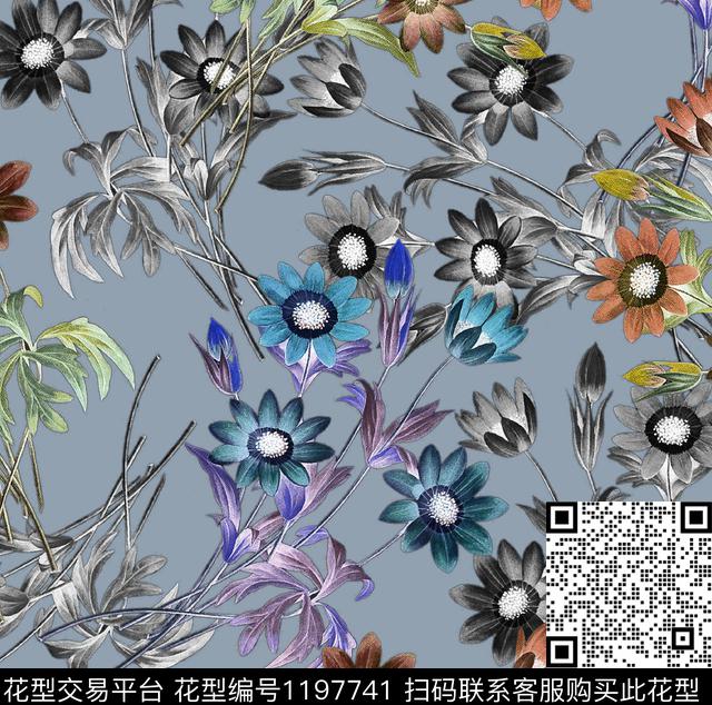 数码华亿平台女装花卉数码印花华亿平台下载（图片编号: 1197741） - 瓦栏（Walan）