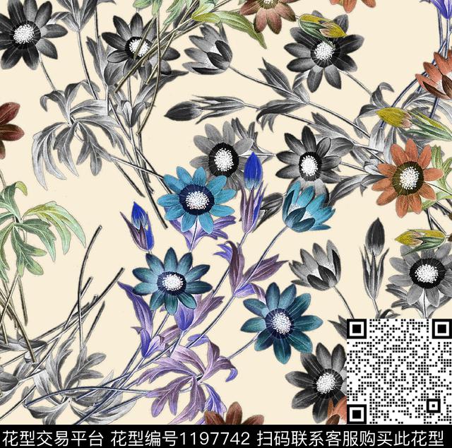 数码华亿平台女装花卉数码印花华亿平台下载（图片编号: 1197742） - 瓦栏（Walan）
