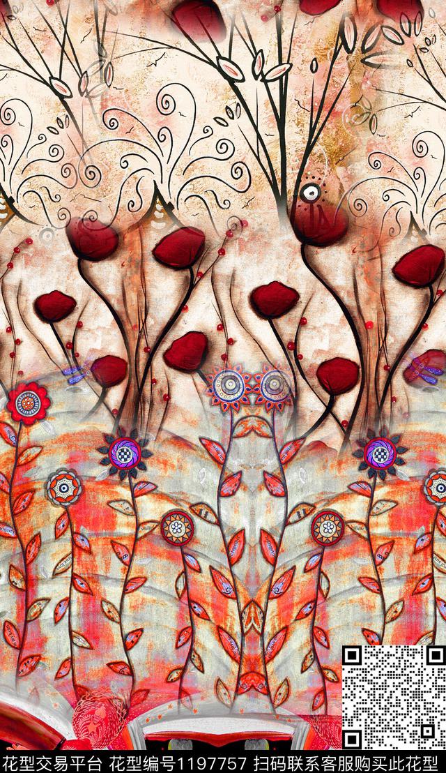 大花定位花中老年数码印花华亿平台下载（图片编号: 1197757） - 瓦栏（Walan）