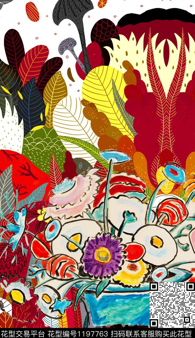 大花定位花中老年数码印花华亿平台下载（图片编号: 1197763） - 瓦栏（Walan）