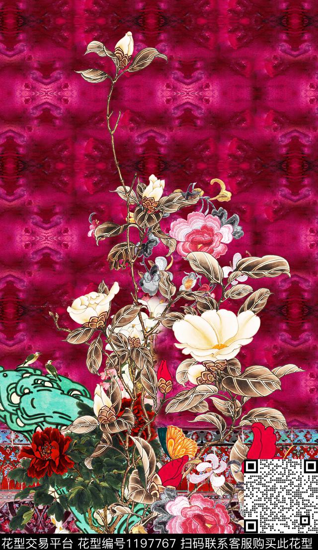 大花定位花中老年数码印花华亿平台下载（图片编号: 1197767） - 瓦栏（Walan）