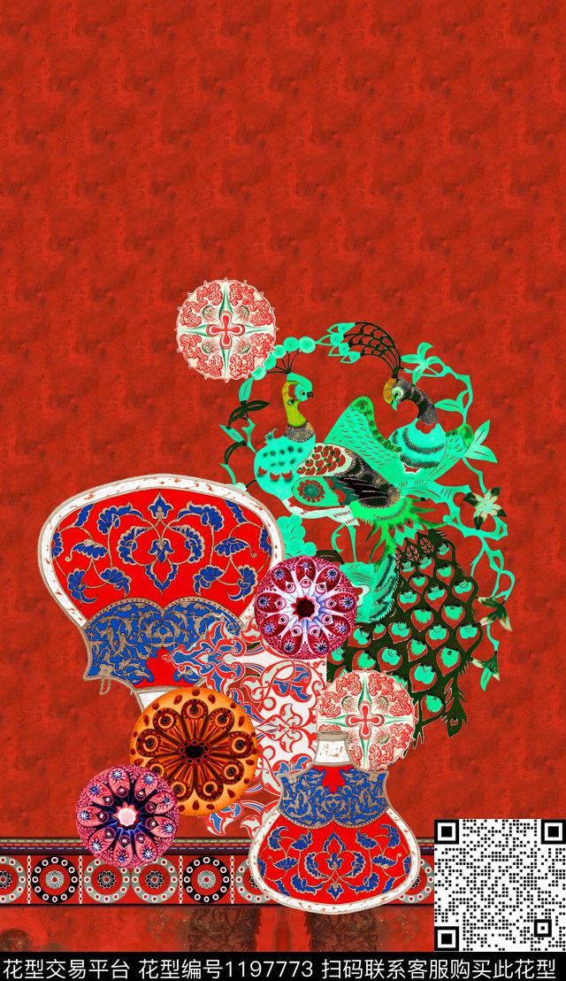 大花定位花中老年数码印花华亿平台下载（图片编号: 1197773） - 瓦栏（Walan）