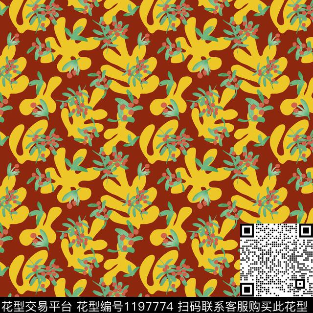 抽象花卉小碎花传统印花华亿平台下载（图片编号: 1197774） - 瓦栏（Walan）