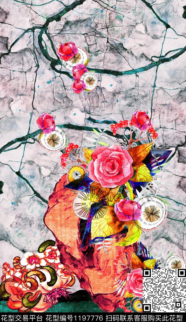 大花定位花中老年数码印花华亿平台下载（图片编号: 1197776） - 瓦栏（Walan）