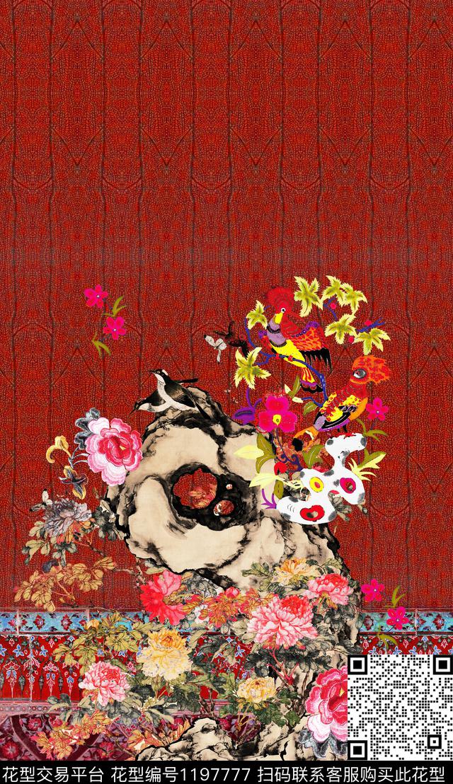 大花定位花中老年数码印花华亿平台下载（图片编号: 1197777） - 瓦栏（Walan）