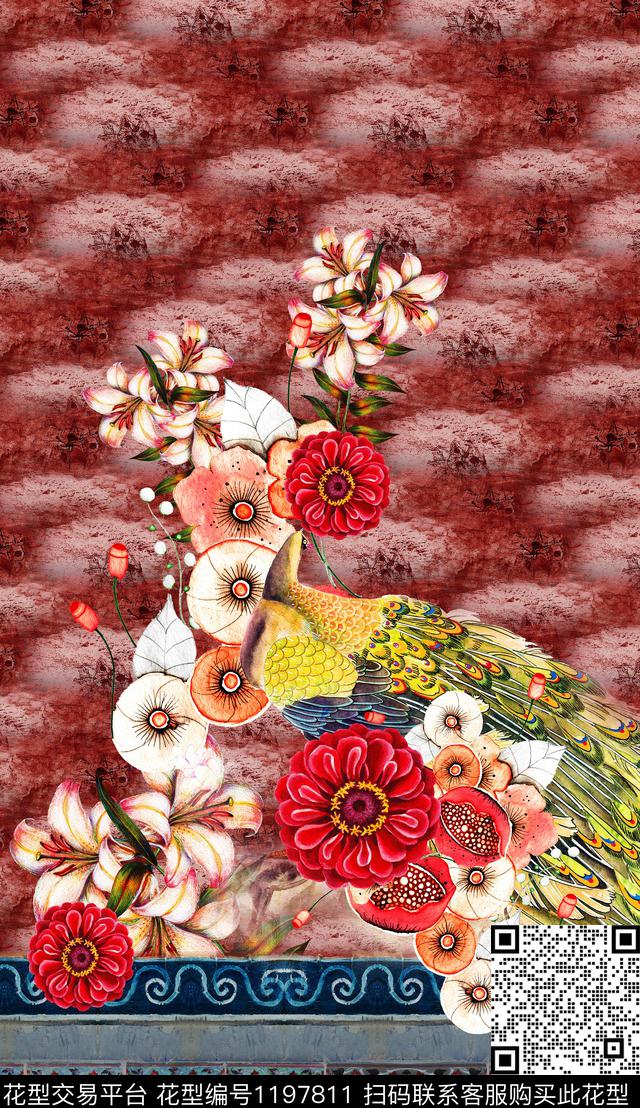 大花定位花中老年数码印花华亿平台下载（图片编号: 1197811） - 瓦栏（Walan）