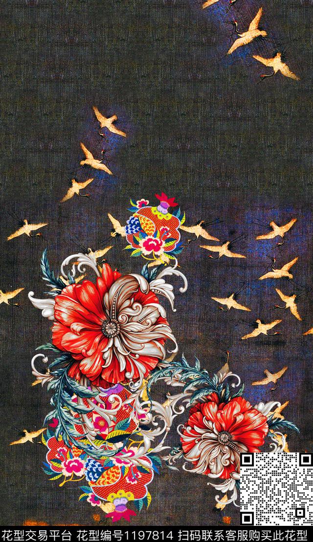 大花定位花中老年数码印花华亿平台下载（图片编号: 1197814） - 瓦栏（Walan）