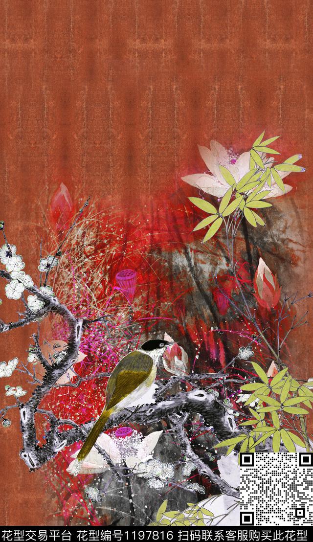 大花定位花中老年数码印花华亿平台下载（图片编号: 1197816） - 瓦栏（Walan）